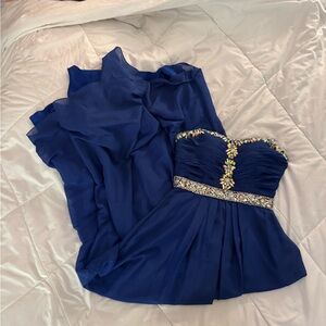 Elegant Blue Strapless Prom Dress